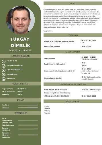 İnşaat Mühendisi Cv Örnekleri cv indir
